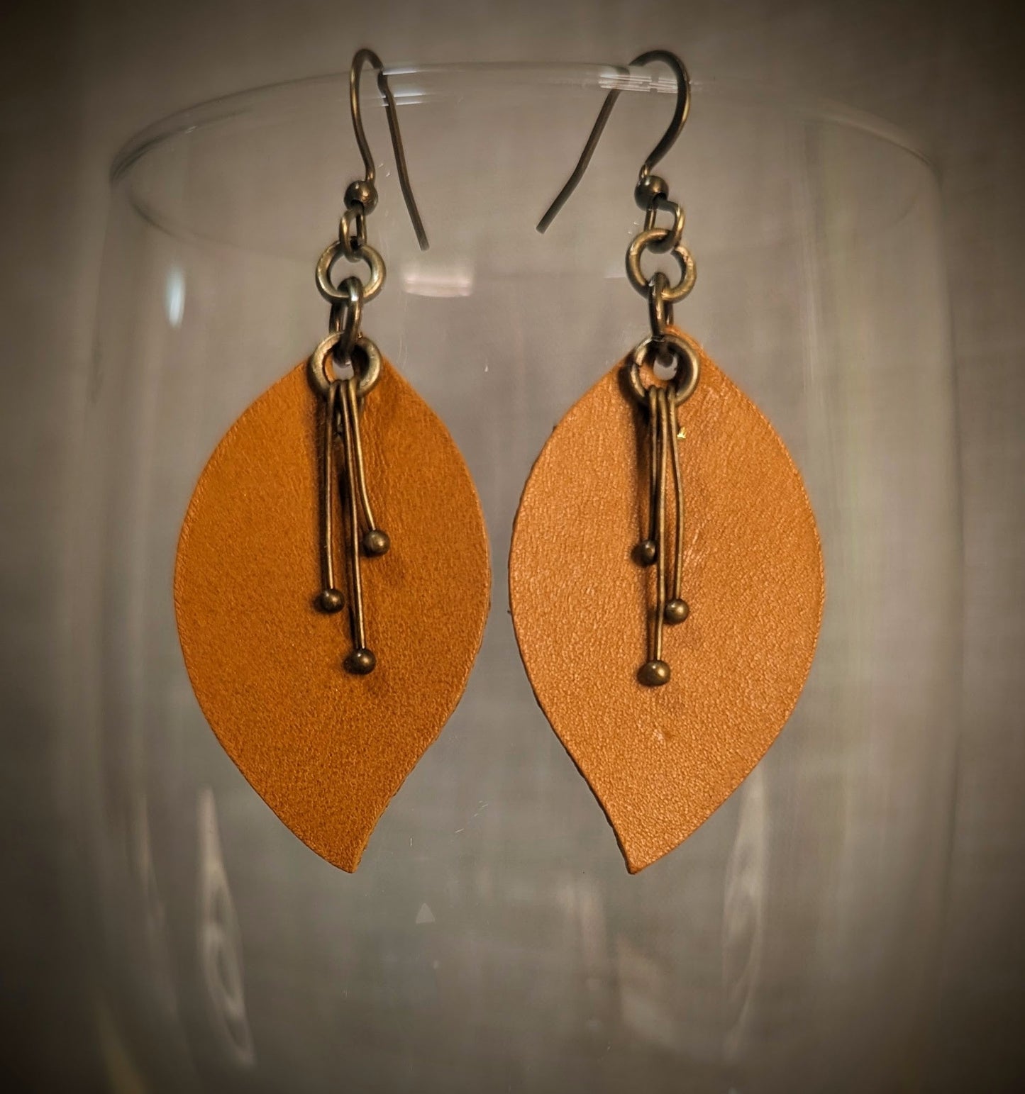 Leaf w/ Ball Pin Accent Earrings