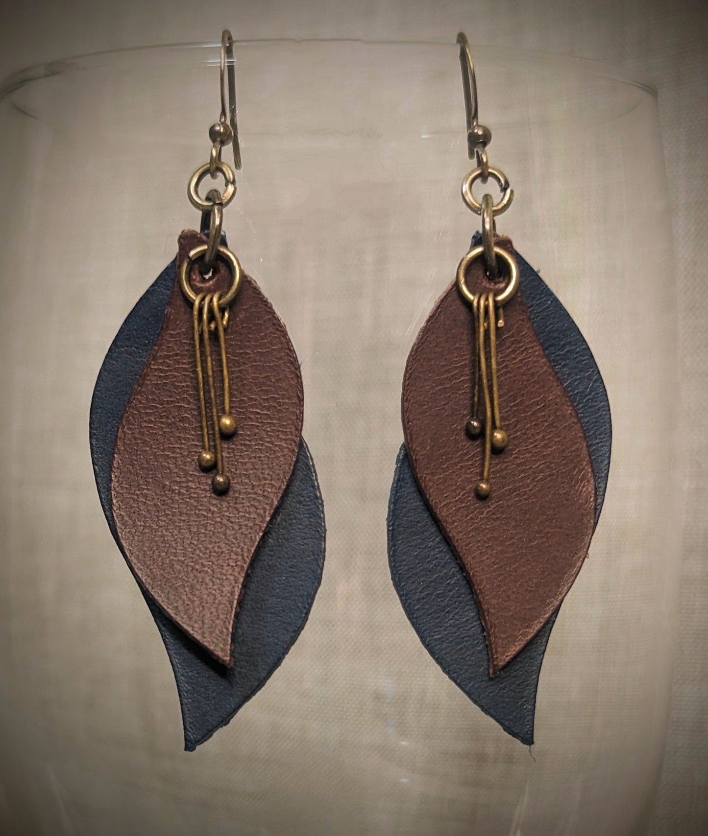 Stacked Two-Toned w/ Ball Pin Accent Earrings