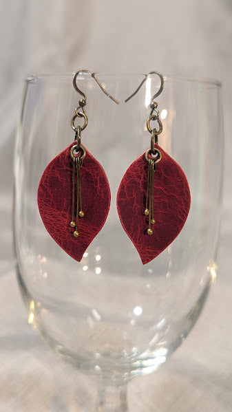 Leaf w/ Ball Pin Accent Earrings