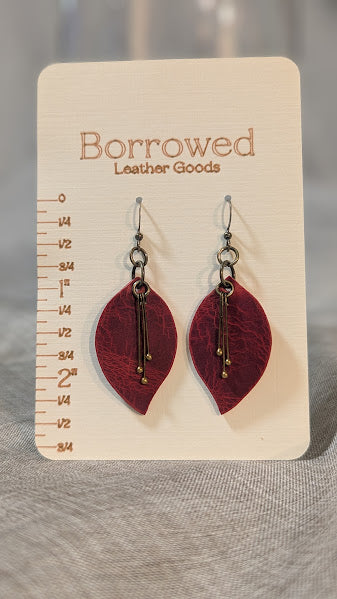 Leaf w/ Ball Pin Accent Earrings