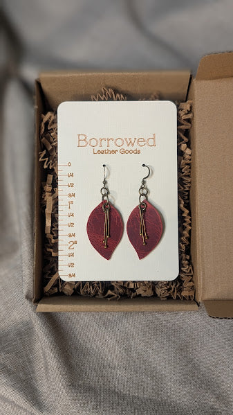 Leaf w/ Ball Pin Accent Earrings