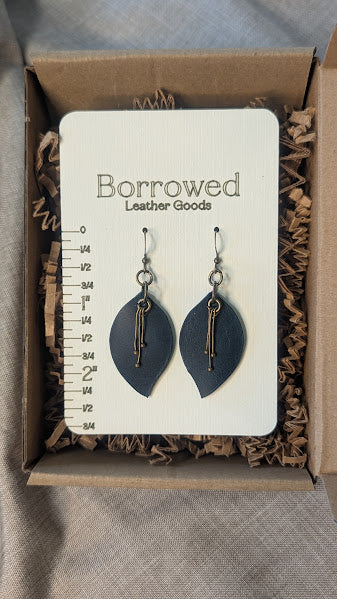 Leaf w/ Ball Pin Accent Earrings