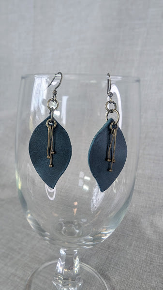 Leaf w/ Ball Pin Accent Earrings