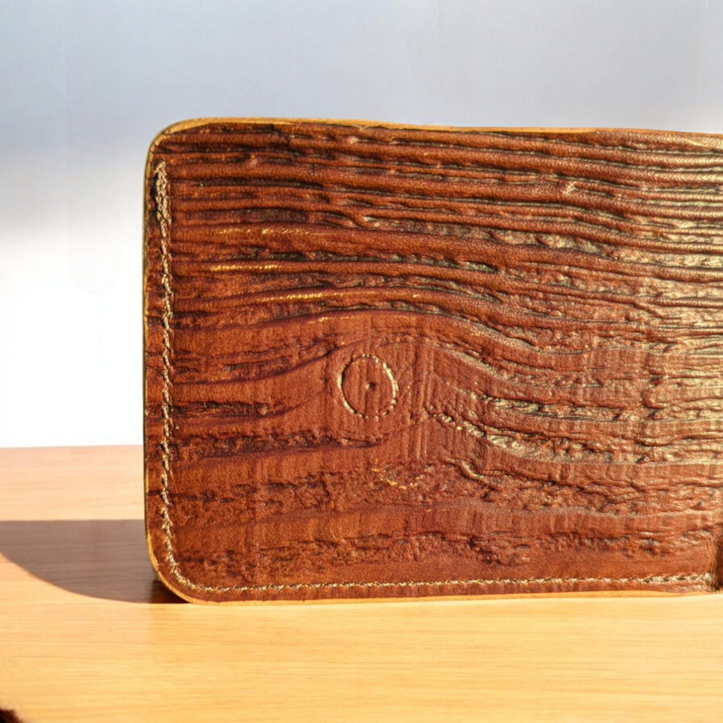 Wood Grain Leather Bifold Wallet