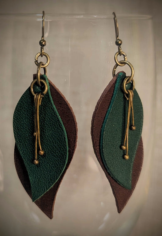 Green Brown Earrings