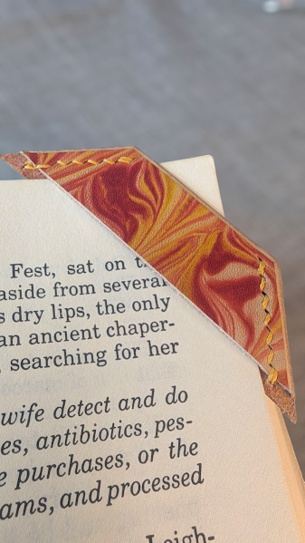 Marbled Leather Bookmark