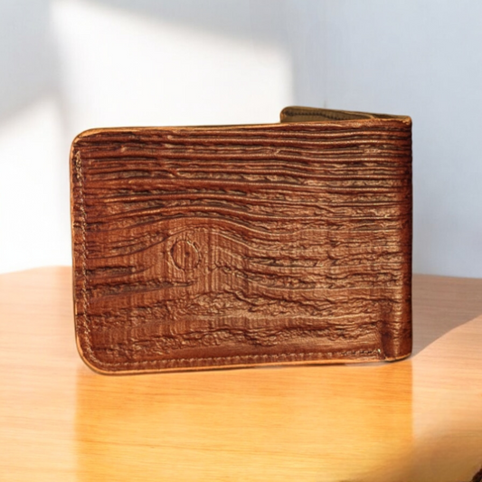 Wood Grain Leather Bifold Wallet